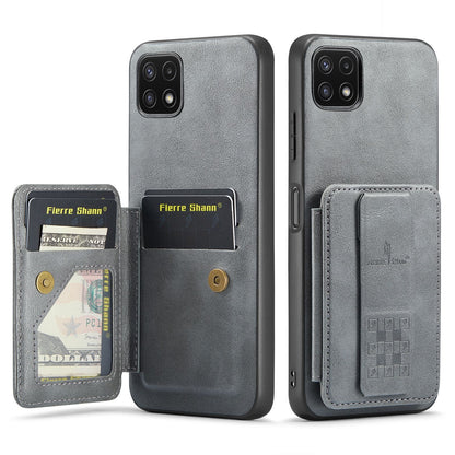 Samsung Galaxy A22 5G Card Holder Back Phone Case - Oil Wax Cow Leather