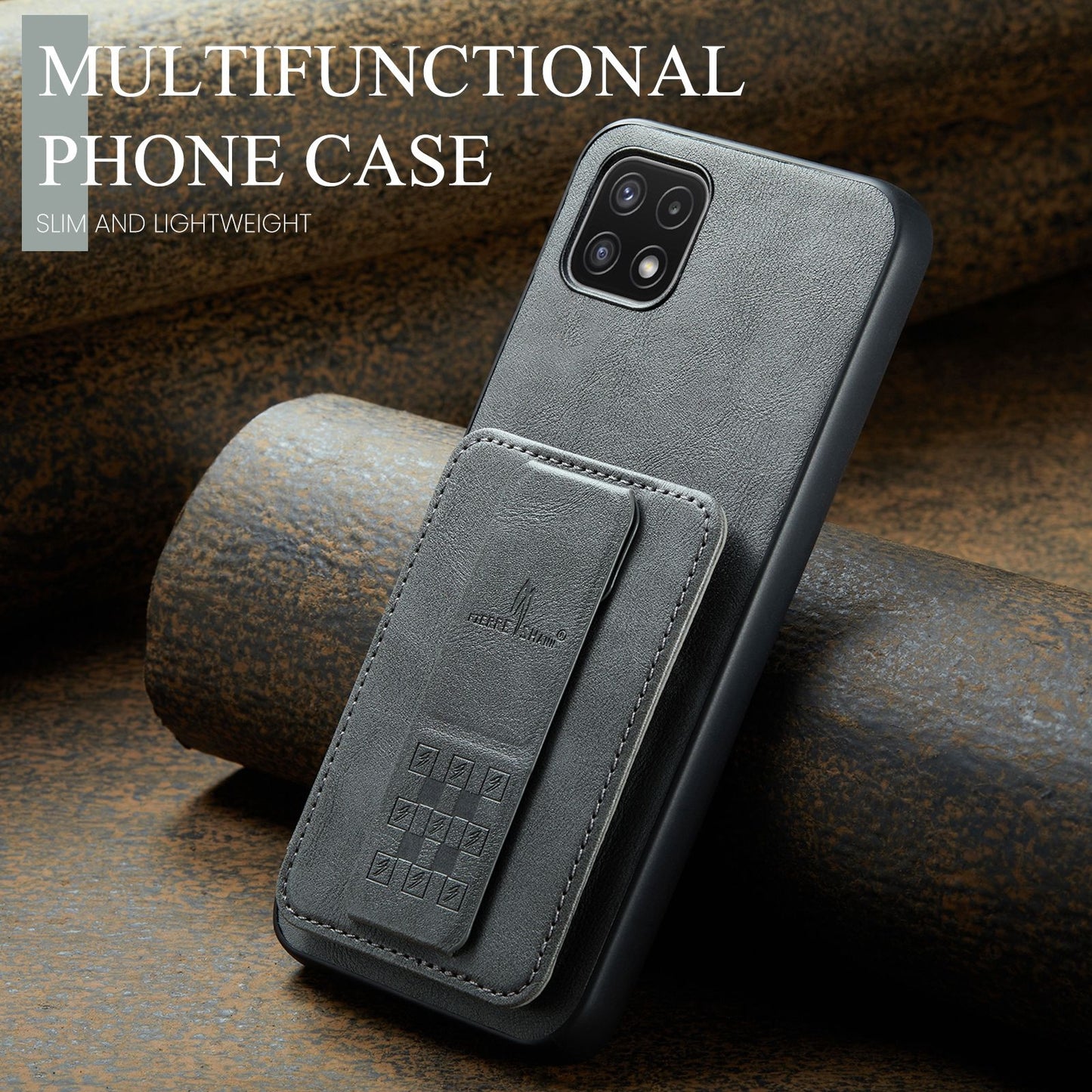 Samsung Galaxy A22 5G Card Holder Back Phone Case - Oil Wax Cow Leather