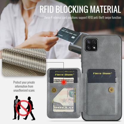 Samsung Galaxy A22 5G Card Holder Back Phone Case - Oil Wax Cow Leather