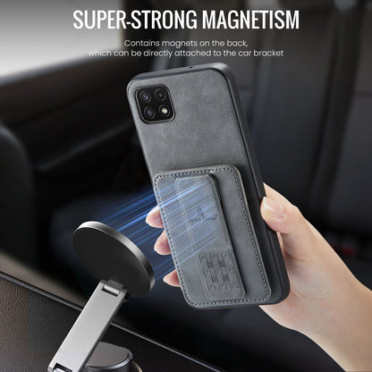 Samsung Galaxy A22 5G Card Holder Back Phone Case - Oil Wax Cow Leather