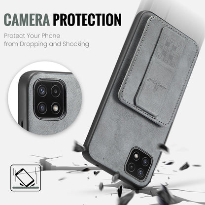 Samsung Galaxy A22 5G Card Holder Back Phone Case - Oil Wax Cow Leather