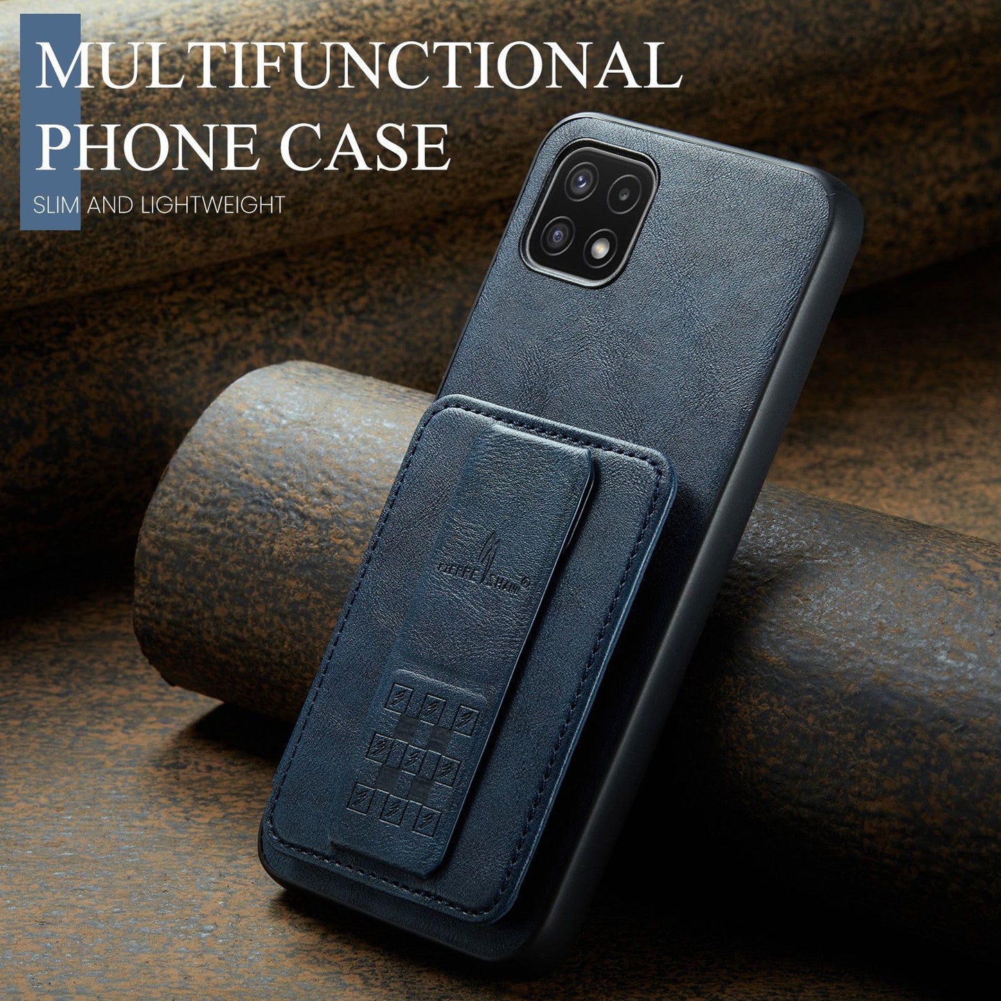 Samsung Galaxy A22 5G Card Holder Back Phone Case - Oil Wax Cow Leather