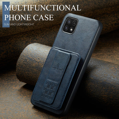 Samsung Galaxy A22 5G Card Holder Back Phone Case - Oil Wax Cow Leather