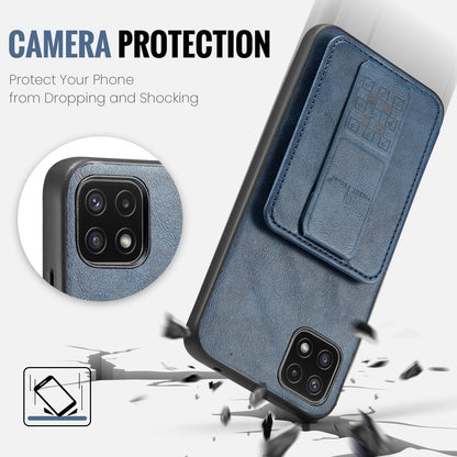 Samsung Galaxy A22 5G Card Holder Back Phone Case - Oil Wax Cow Leather