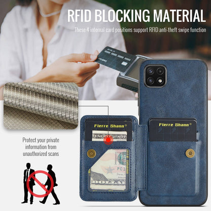 Samsung Galaxy A22 5G Card Holder Back Phone Case - Oil Wax Cow Leather