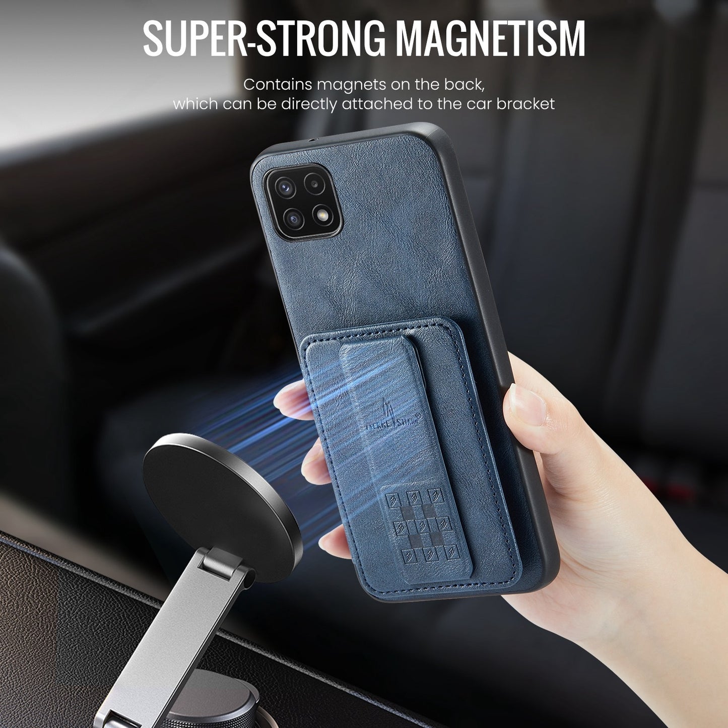 Samsung Galaxy A22 5G Card Holder Back Phone Case - Oil Wax Cow Leather