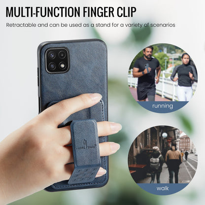 Samsung Galaxy A22 5G Card Holder Back Phone Case - Oil Wax Cow Leather