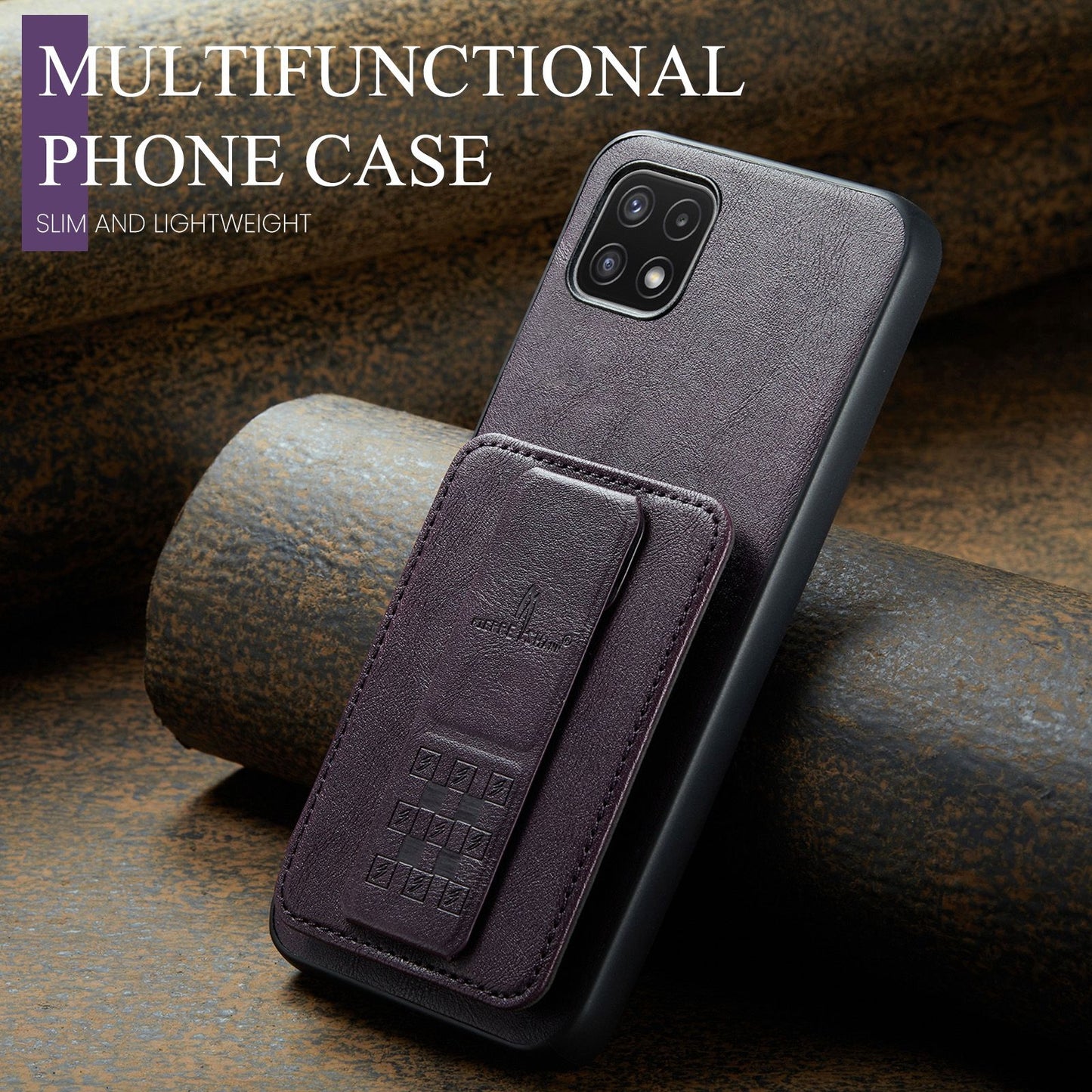 Samsung Galaxy A22 5G Card Holder Back Phone Case - Oil Wax Cow Leather