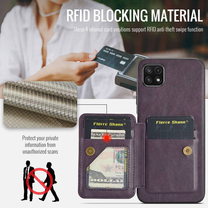 Samsung Galaxy A22 5G Card Holder Back Phone Case - Oil Wax Cow Leather