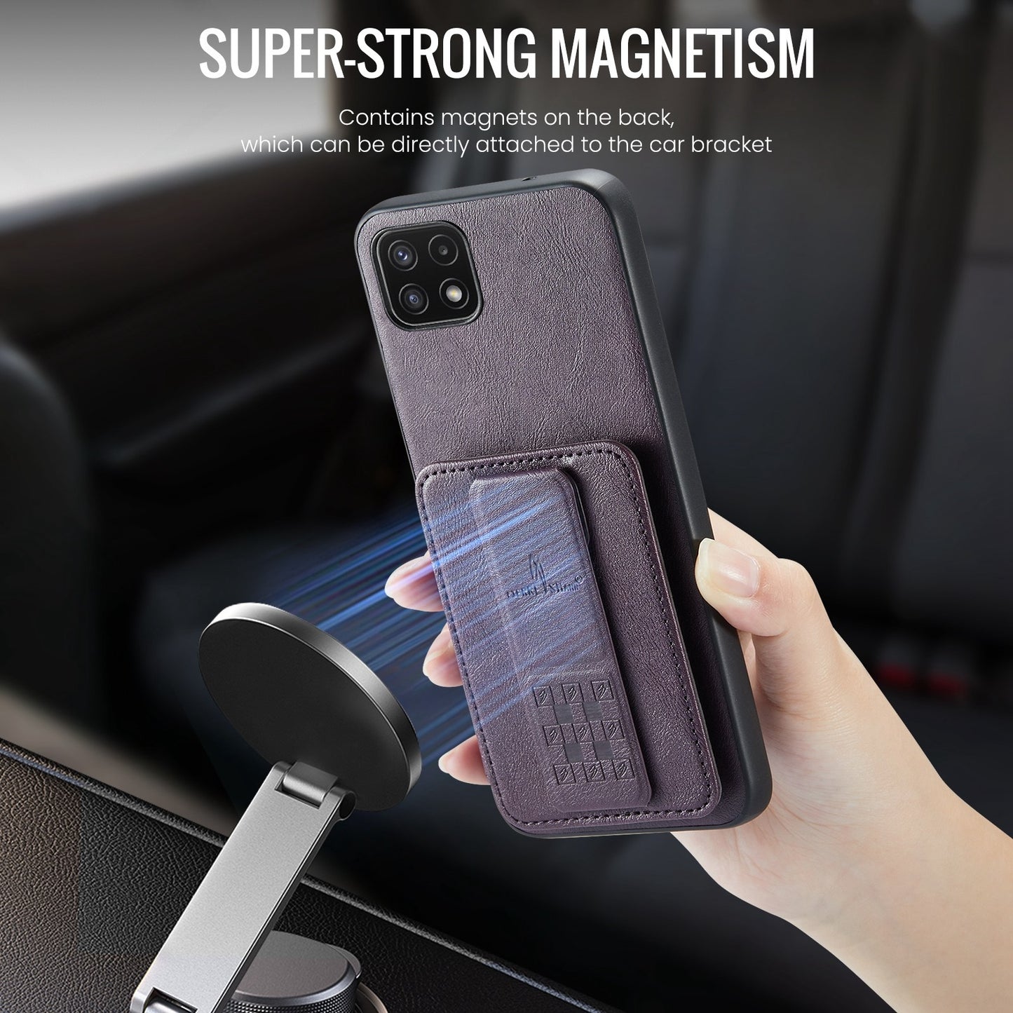 Samsung Galaxy A22 5G Card Holder Back Phone Case - Oil Wax Cow Leather