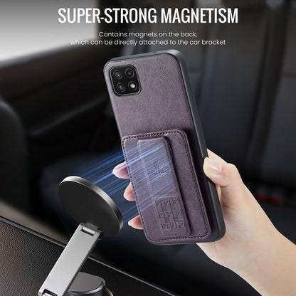 Samsung Galaxy A22 5G Card Holder Back Phone Case - Oil Wax Cow Leather