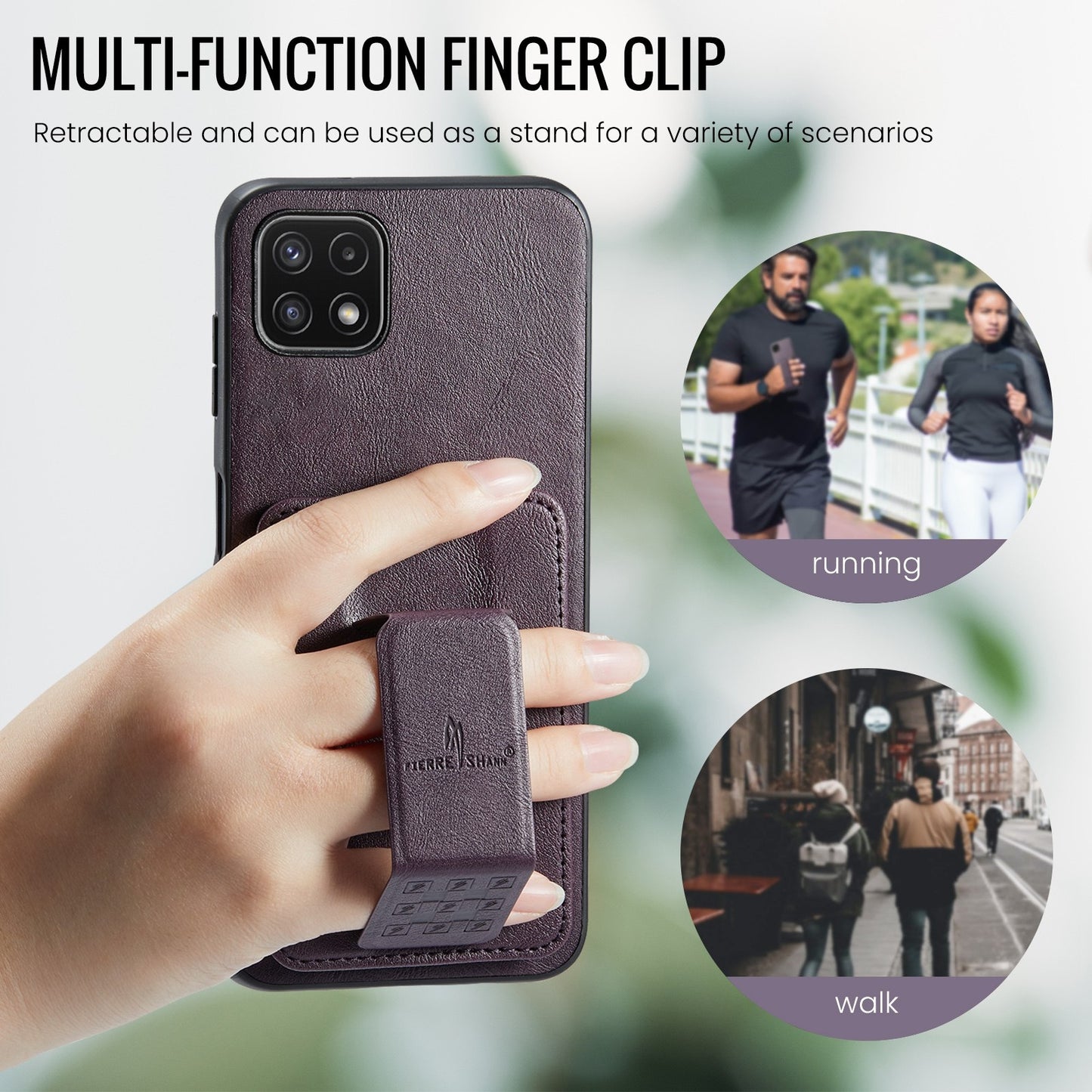 Samsung Galaxy A22 5G Card Holder Back Phone Case - Oil Wax Cow Leather