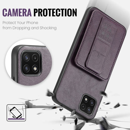 Samsung Galaxy A22 5G Card Holder Back Phone Case - Oil Wax Cow Leather