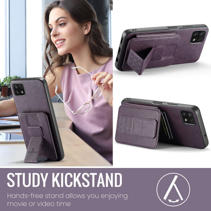 Samsung Galaxy A22 5G Card Holder Back Phone Case - Oil Wax Cow Leather