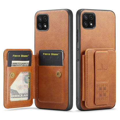Samsung Galaxy A22 5G Card Holder Back Phone Case - Oil Wax Cow Leather