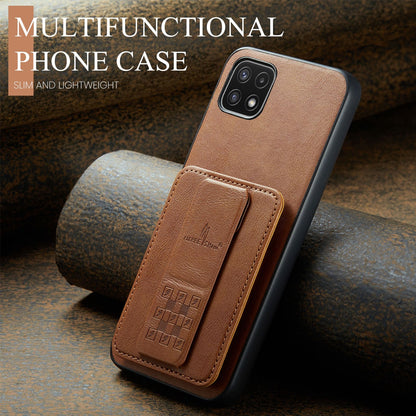 Samsung Galaxy A22 5G Card Holder Back Phone Case - Oil Wax Cow Leather