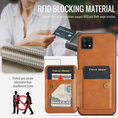 Samsung Galaxy A22 5G Card Holder Back Phone Case - Oil Wax Cow Leather