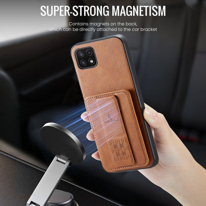 Samsung Galaxy A22 5G Card Holder Back Phone Case - Oil Wax Cow Leather