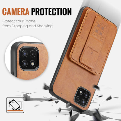 Samsung Galaxy A22 5G Card Holder Back Phone Case - Oil Wax Cow Leather