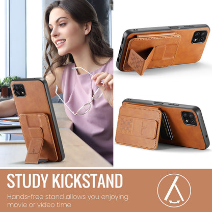 Samsung Galaxy A22 5G Card Holder Back Phone Case - Oil Wax Cow Leather