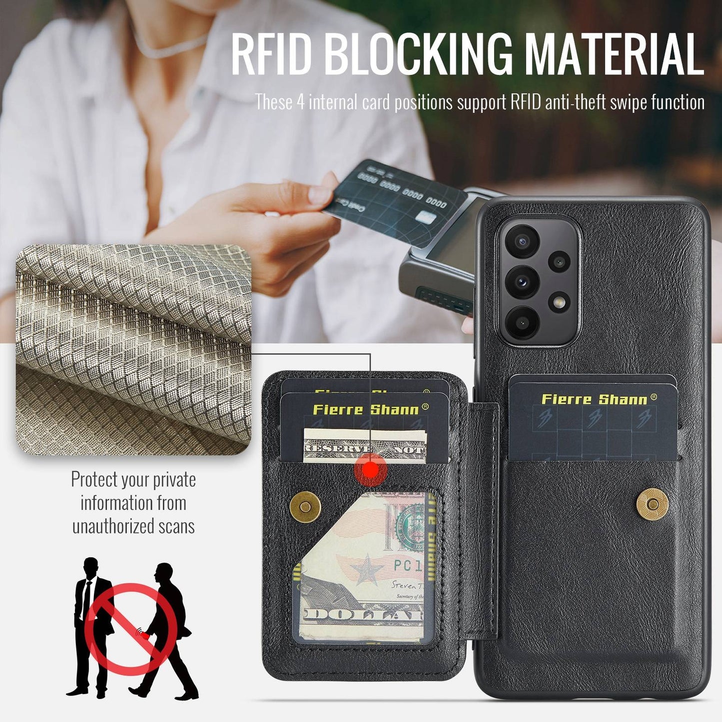 Samsung Galaxy A23 5G Card Holder Back Phone Case - Oil Wax Cow Leather