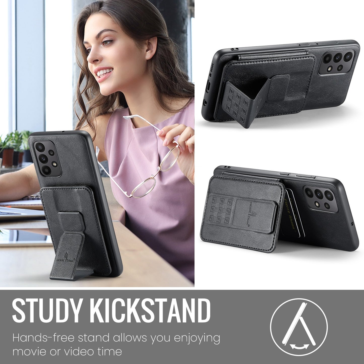 Samsung Galaxy A23 5G Card Holder Back Phone Case - Oil Wax Cow Leather