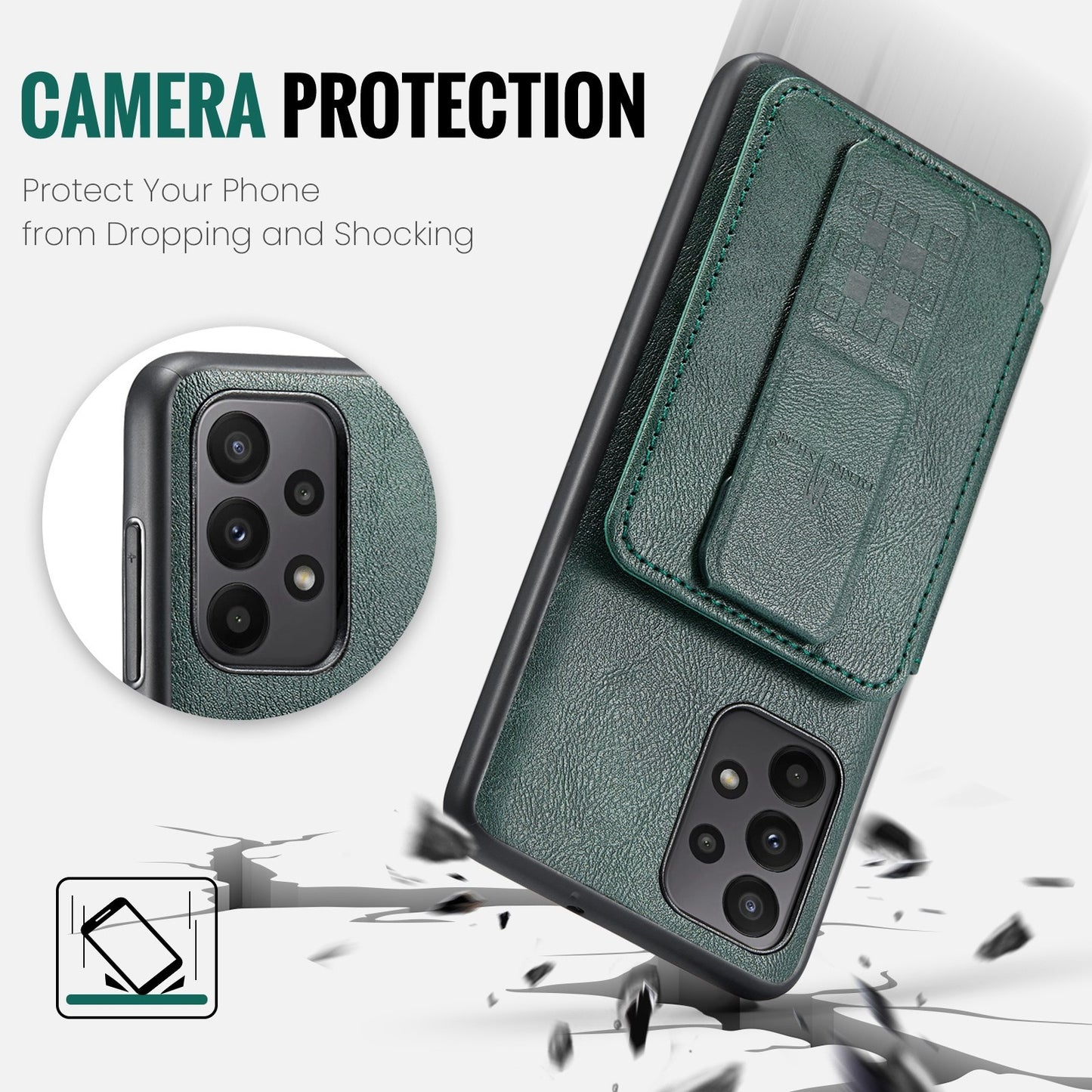 Samsung Galaxy A23 5G Card Holder Back Phone Case - Oil Wax Cow Leather