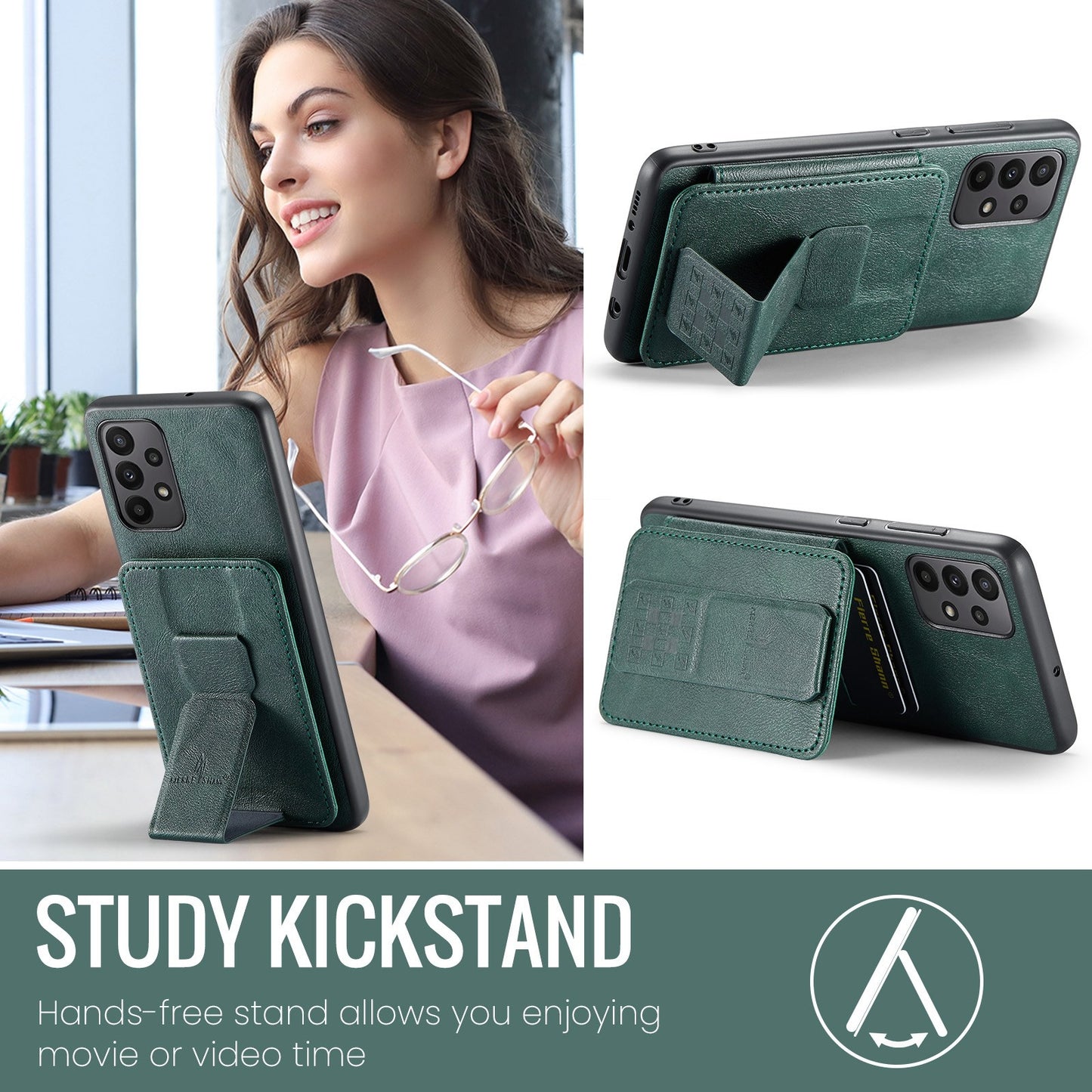 Samsung Galaxy A23 5G Card Holder Back Phone Case - Oil Wax Cow Leather