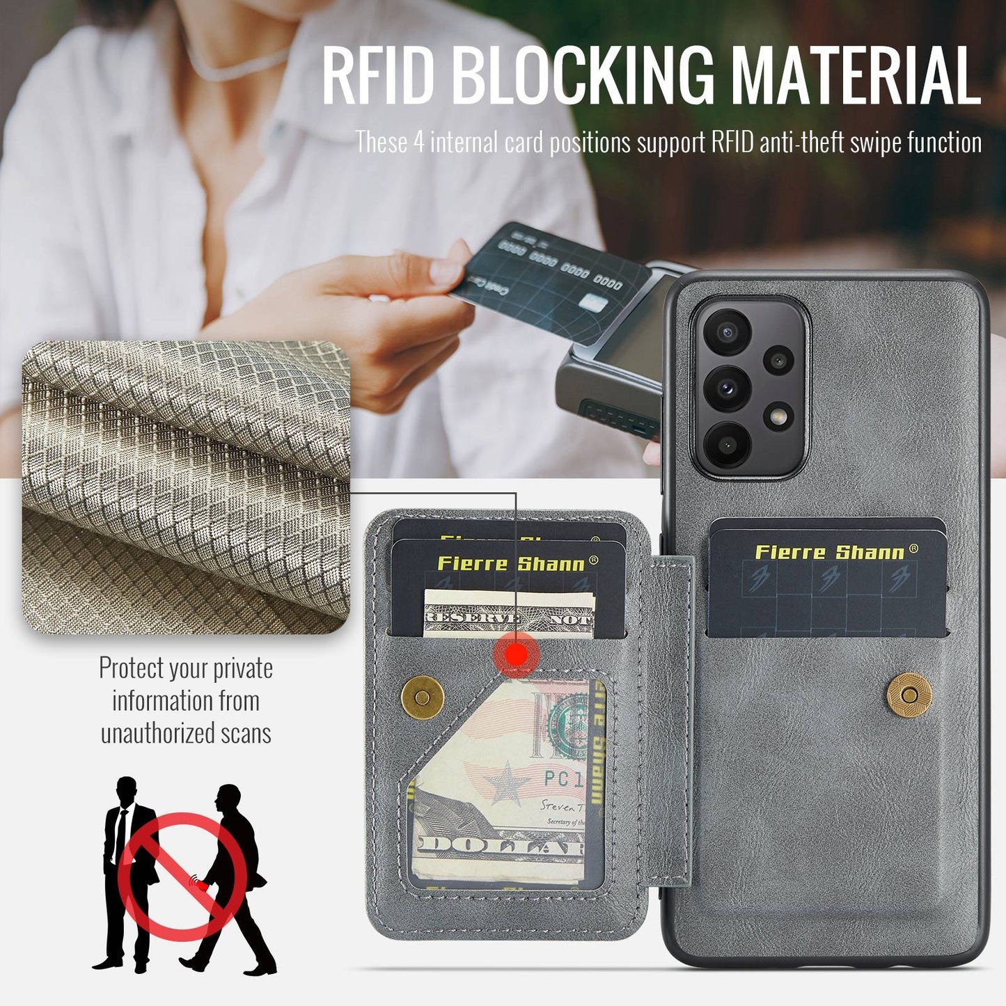 Samsung Galaxy A23 5G Card Holder Back Phone Case - Oil Wax Cow Leather