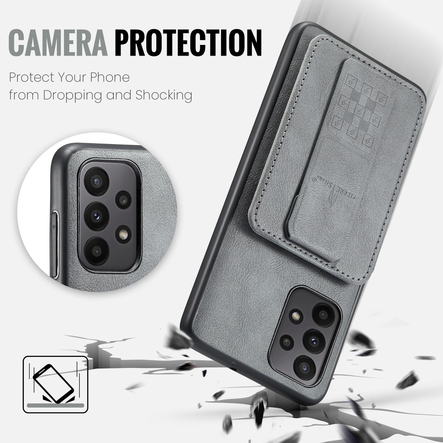 Samsung Galaxy A23 5G Card Holder Back Phone Case - Oil Wax Cow Leather