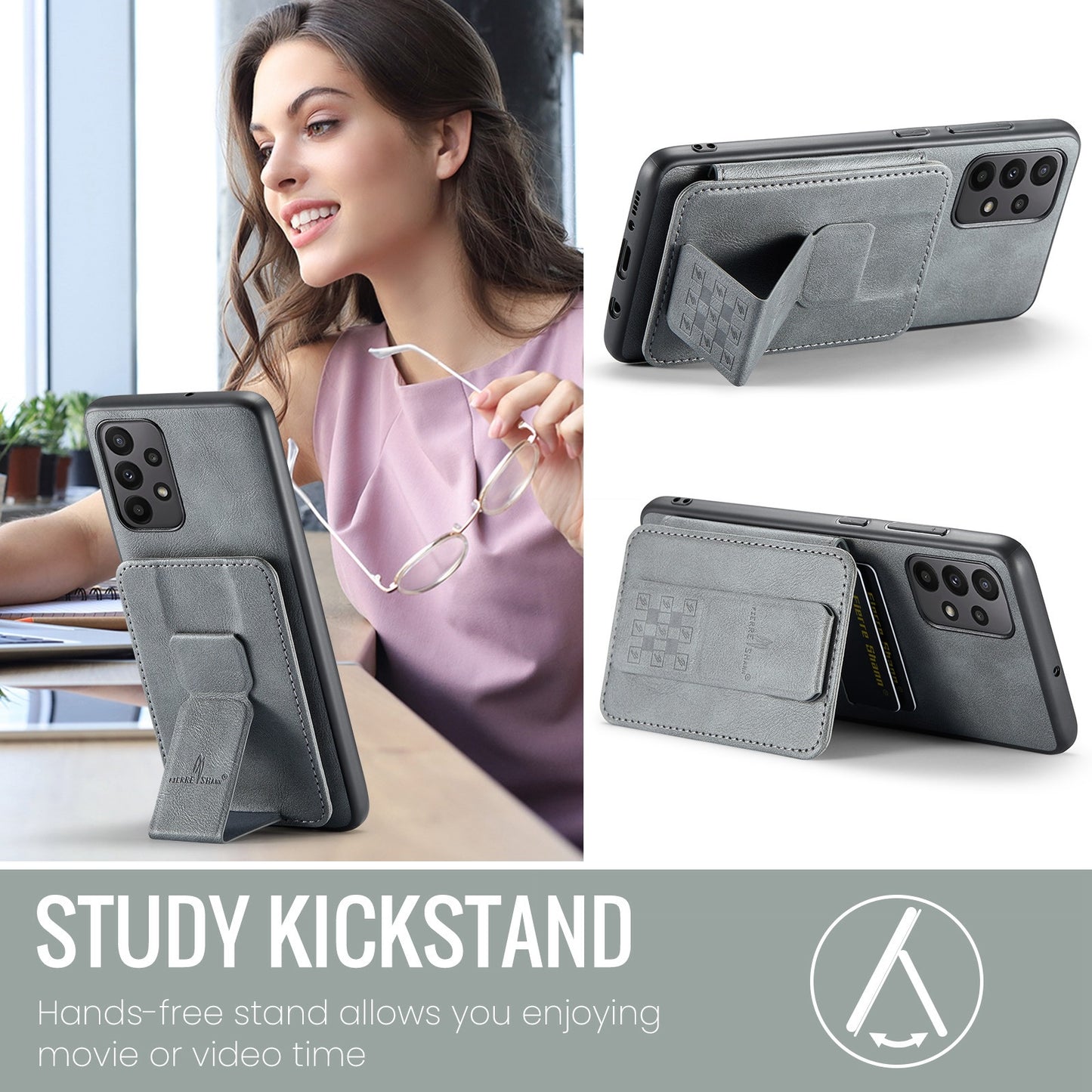 Samsung Galaxy A23 5G Card Holder Back Phone Case - Oil Wax Cow Leather