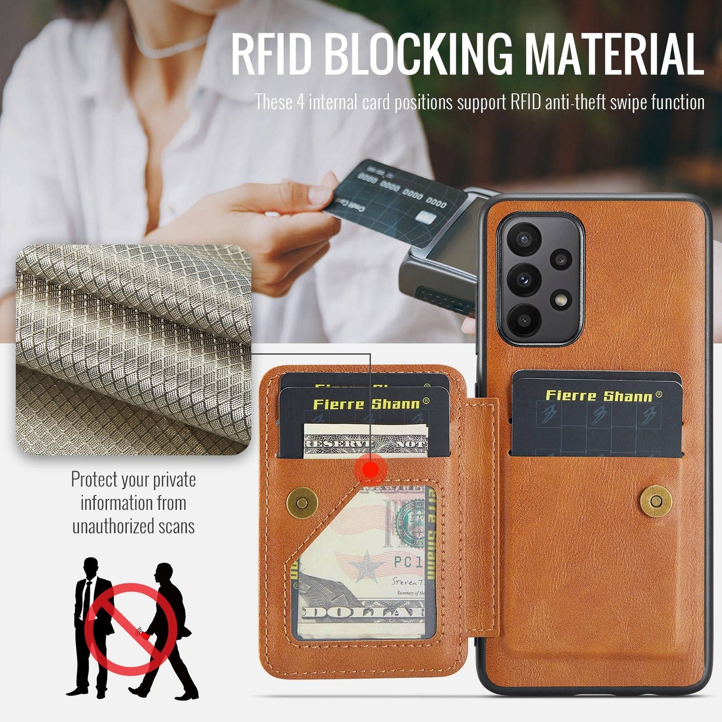 Samsung Galaxy A23 5G Card Holder Back Phone Case - Oil Wax Cow Leather