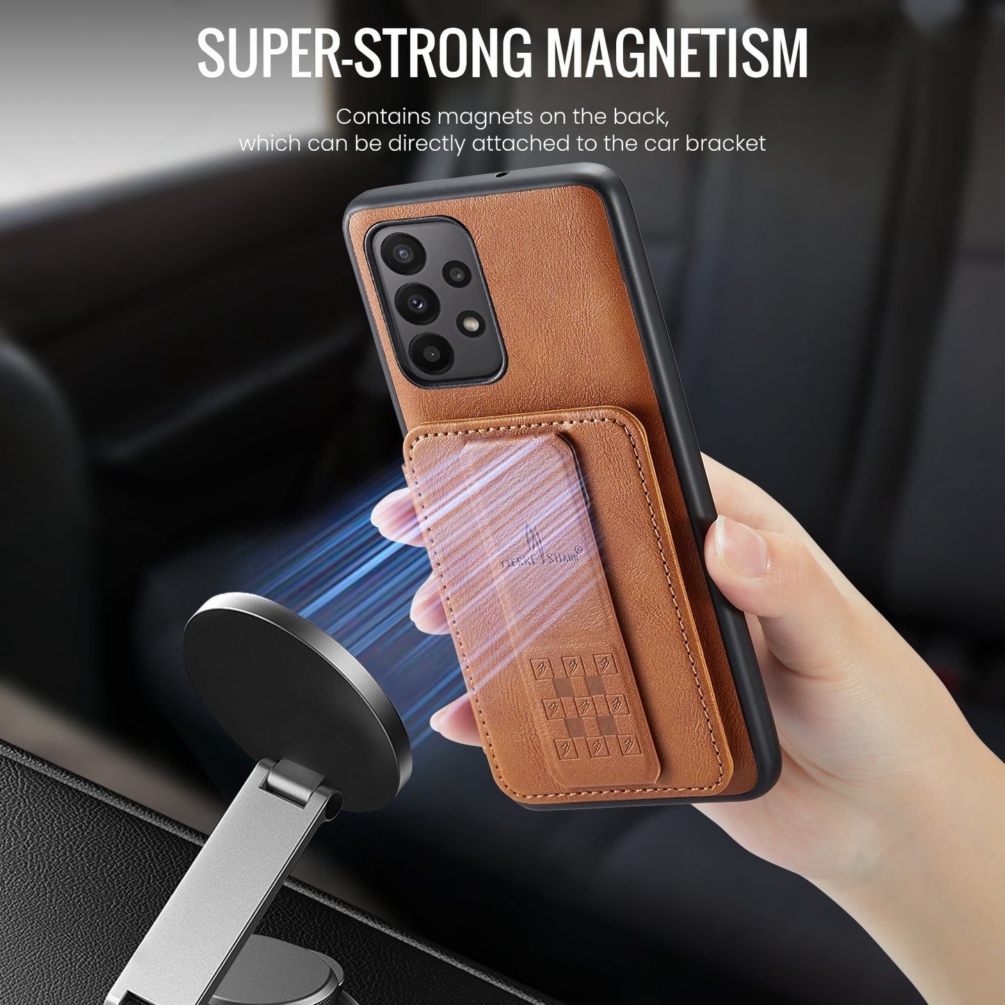 Samsung Galaxy A23 5G Card Holder Back Phone Case - Oil Wax Cow Leather