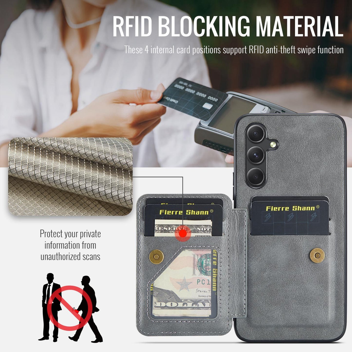 Samsung Galaxy A24 5G Card Holder Back Phone Case - Oil Wax Cow Leather