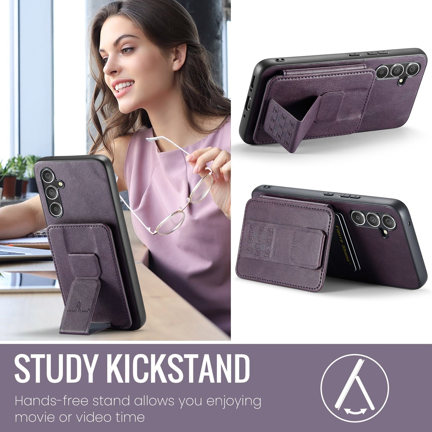 Samsung Galaxy A25 5G Card Holder Back Phone Case - Oil Wax Cow Leather