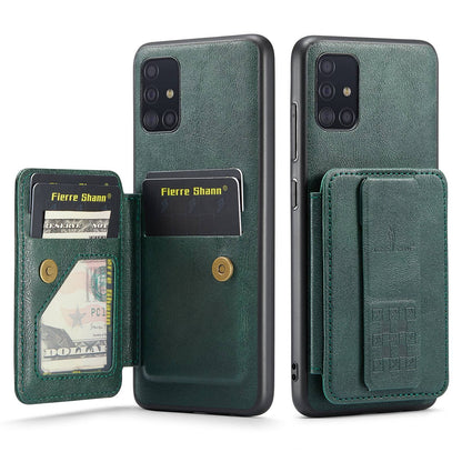 Samsung Galaxy A51 4G Card Holder Back Phone Case - Oil Wax Cow Leather