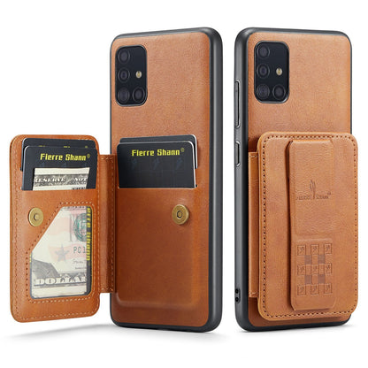 Samsung Galaxy A51 4G Card Holder Back Phone Case - Oil Wax Cow Leather