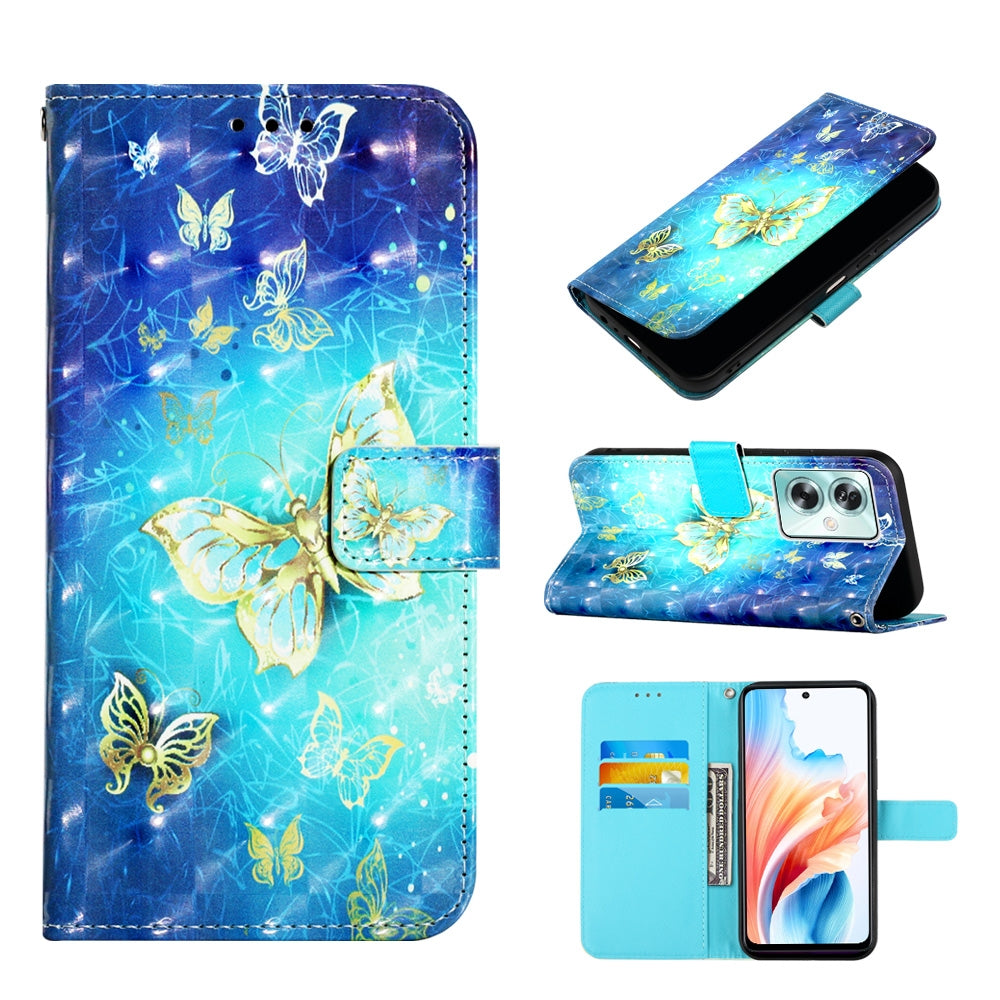 OPPO A79 5G Leather Flip Phone Case with 3D Painted Design, Card Holder, Wallet & Stand Function - Durable Protection & Easy Access