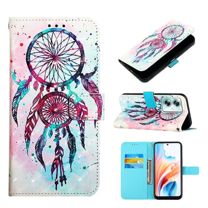 OPPO A79 5G Leather Flip Phone Case with 3D Painted Design, Card Holder, Wallet & Stand Function - Durable Protection & Easy Access