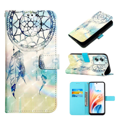OPPO A79 5G Leather Flip Phone Case with 3D Painted Design, Card Holder, Wallet & Stand Function - Durable Protection & Easy Access