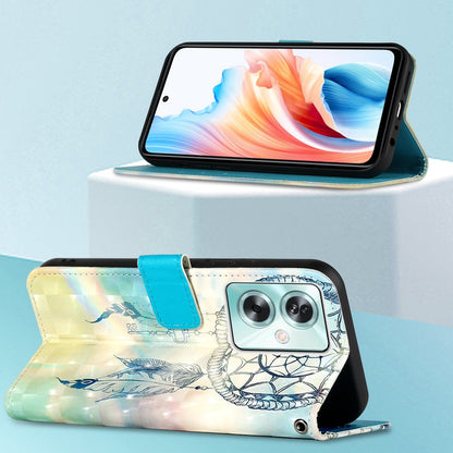 OPPO A79 5G Leather Flip Phone Case with 3D Painted Design, Card Holder, Wallet & Stand Function - Durable Protection & Easy Access