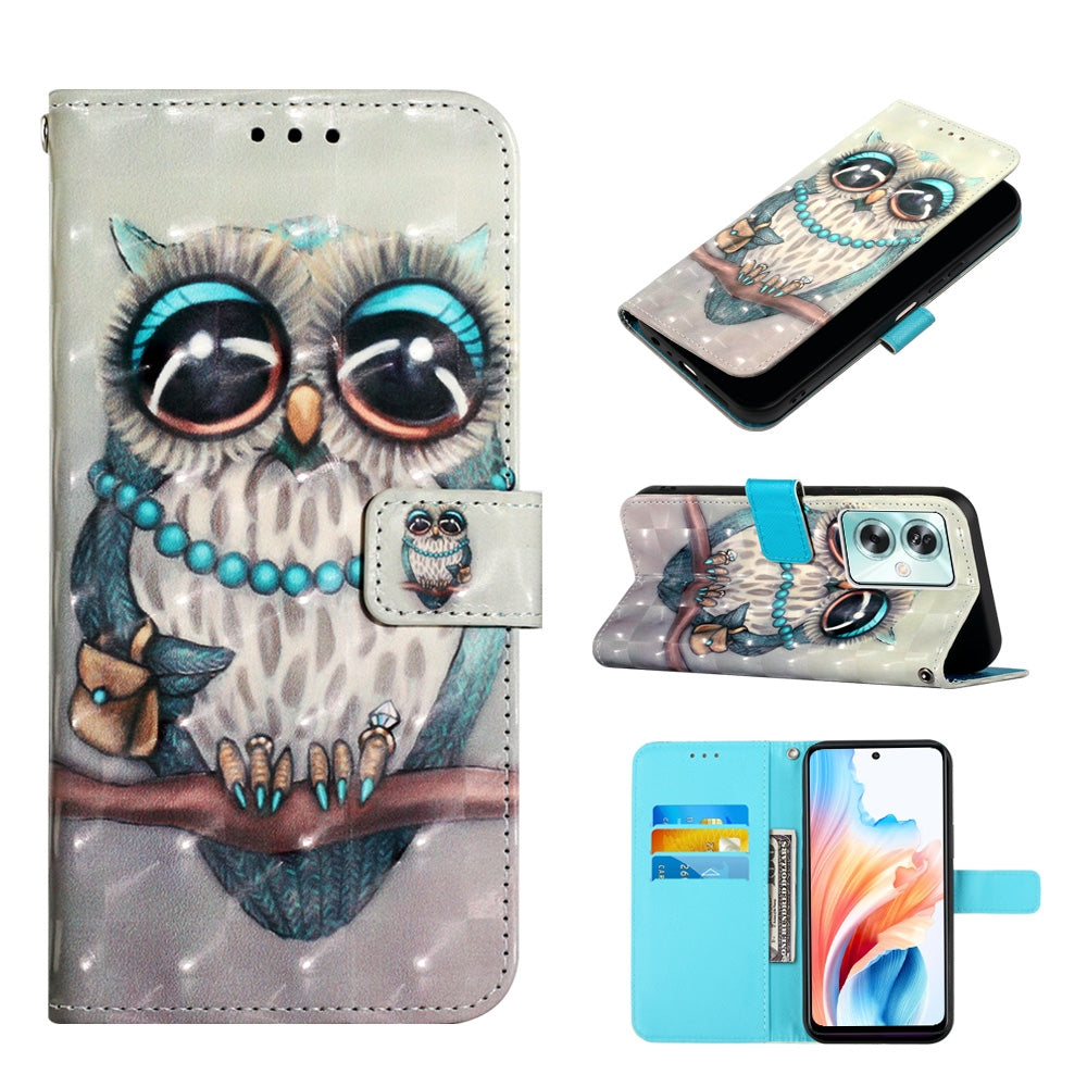 OPPO A79 5G Leather Flip Phone Case with 3D Painted Design, Card Holder, Wallet & Stand Function - Durable Protection & Easy Access