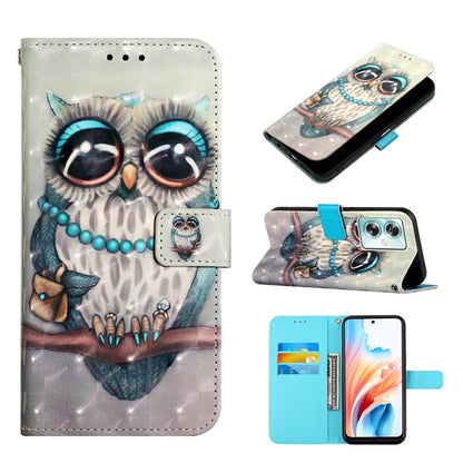 OPPO A79 5G Leather Flip Phone Case with 3D Painted Design, Card Holder, Wallet & Stand Function - Durable Protection & Easy Access