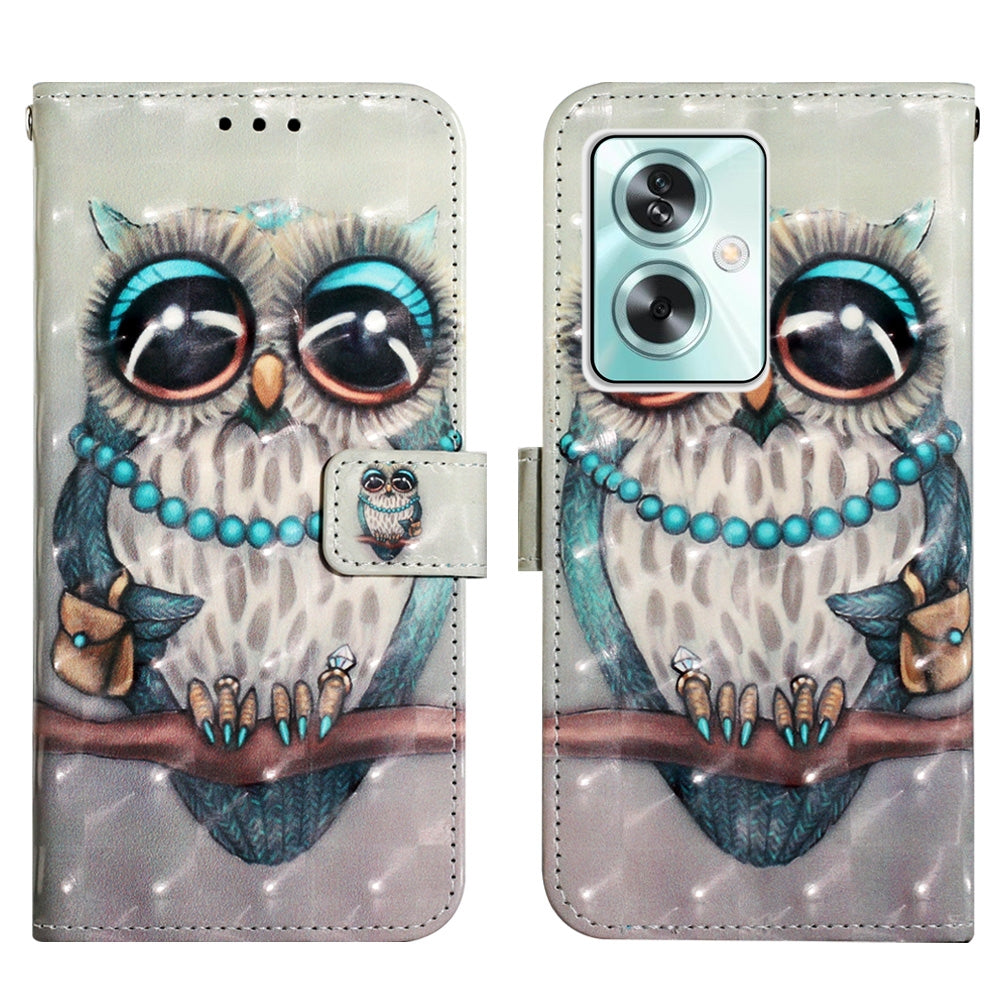 OPPO A79 5G Leather Flip Phone Case with 3D Painted Design, Card Holder, Wallet & Stand Function - Durable Protection & Easy Access