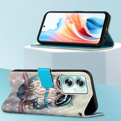 OPPO A79 5G Leather Flip Phone Case with 3D Painted Design, Card Holder, Wallet & Stand Function - Durable Protection & Easy Access