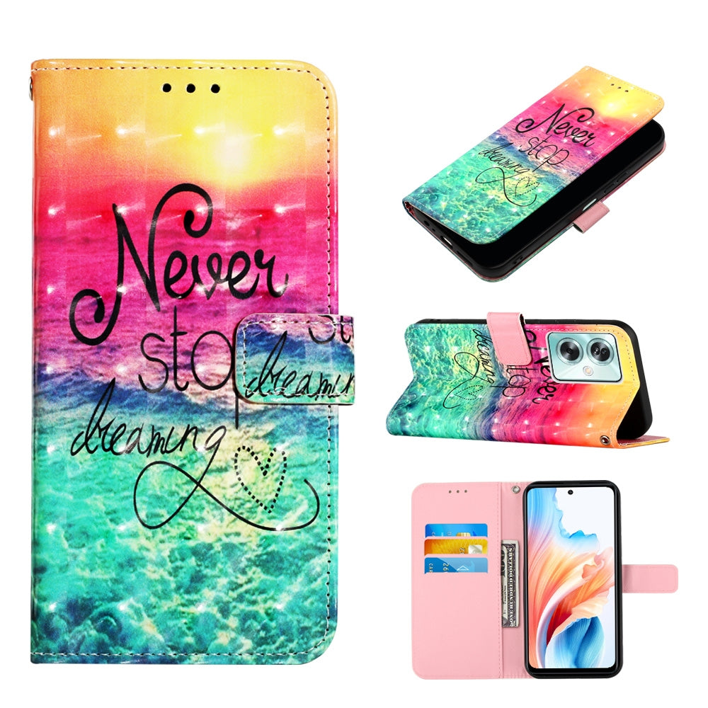 OPPO A79 5G Leather Flip Phone Case with 3D Painted Design, Card Holder, Wallet & Stand Function - Durable Protection & Easy Access