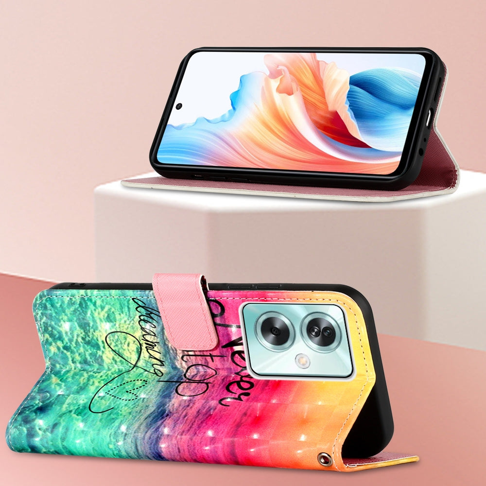 OPPO A79 5G Leather Flip Phone Case with 3D Painted Design, Card Holder, Wallet & Stand Function - Durable Protection & Easy Access
