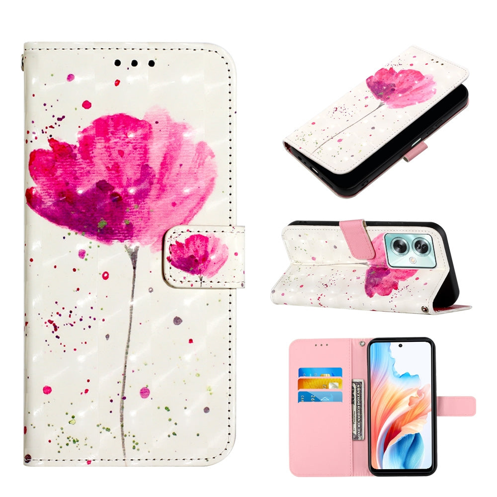 OPPO A79 5G Leather Flip Phone Case with 3D Painted Design, Card Holder, Wallet & Stand Function - Durable Protection & Easy Access