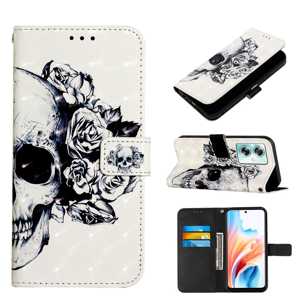 OPPO A79 5G Leather Flip Phone Case with 3D Painted Design, Card Holder, Wallet & Stand Function - Durable Protection & Easy Access