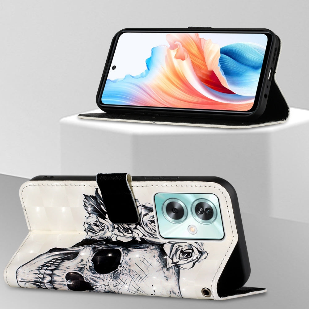 OPPO A79 5G Leather Flip Phone Case with 3D Painted Design, Card Holder, Wallet & Stand Function - Durable Protection & Easy Access